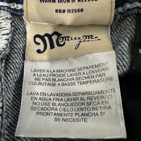 Miss Me size 30 medium blue wash zip whispered bedazzled boot cut jeans - Picture 10 of 12